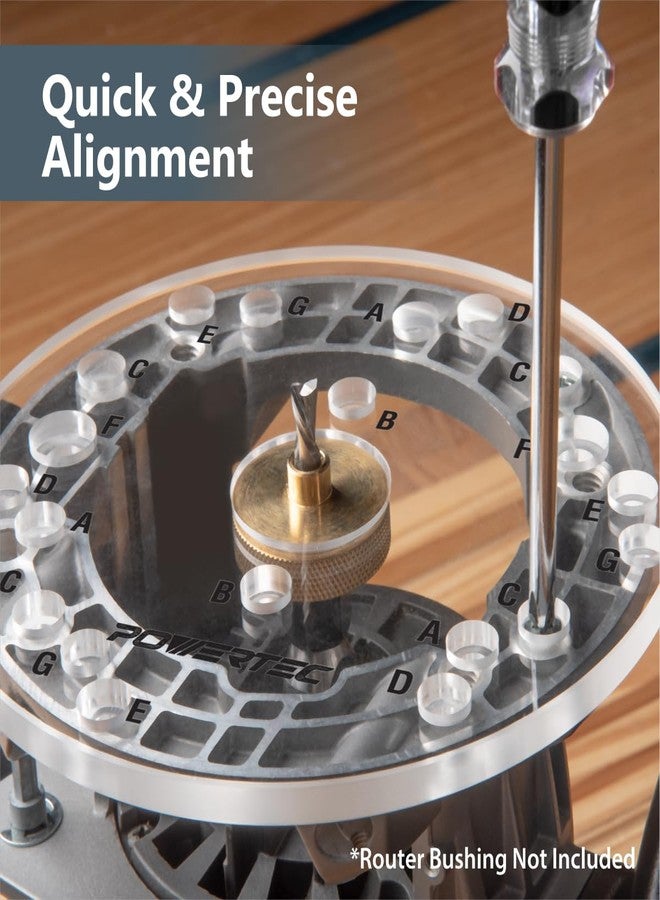 باورتيك صفيحة قاعدة من الأكريليك الشفاف بسُمك 6-1/2 بوصة و5/16 بوصة مع دبوس مركزي ومسامير وثقوب محفورة مسبقًا تحمل علامات - تناسب الموديلات المدرجة من بوش، ودي والت، وريوبي، وبورتر كابل، وماكيتا، وغيرها (71369) - Image 2