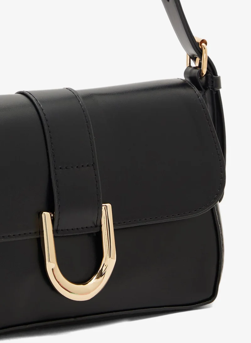 Ella Black classic flap crossbody with gold buckle for Women | Best Price UAE