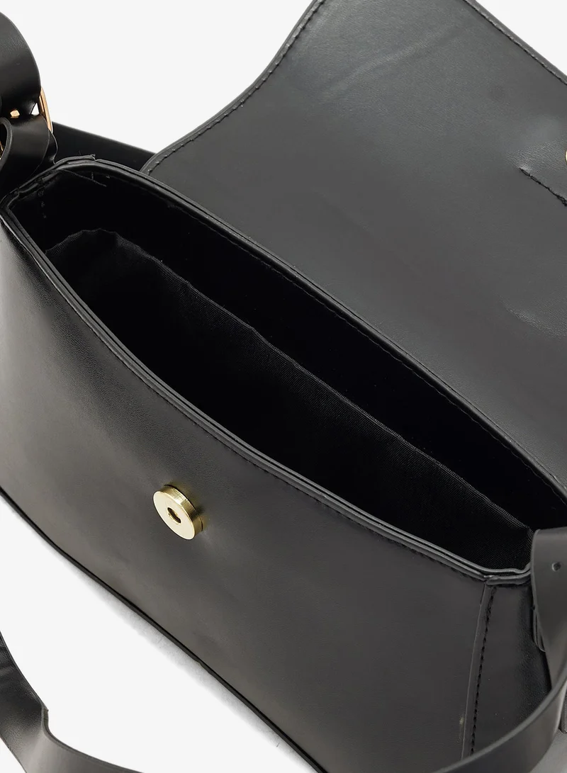 Ella Black classic flap crossbody with gold buckle for Women | Best Price UAE