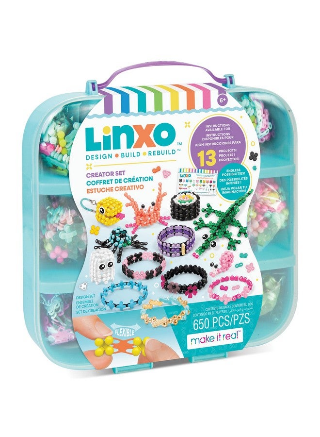 Make It Real: LinXo Creator Set 650 pcs, DIY 13 Projects, Jewelry & Collectible Figures, Design-Build-Rebuild, Flexible Pieces, Girls & Kids Ages 6+ - Image 1