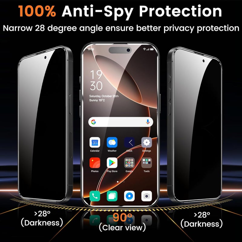 Lesakit 4+4 Pack Privacy Screen Protector for iPhone 16 Pro Max 6.9-Inch with 4 Pack Camera Lens Protector, Anti Spy Tempered Glass Film 9H Hardness Case Friendly - Image 3