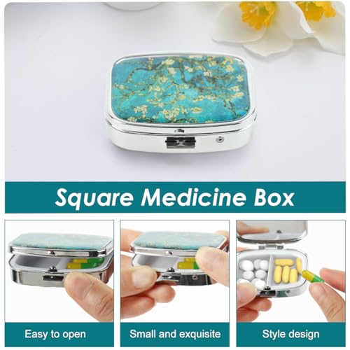 HANNEA® Pill Box 2 Compartment Medicine Pill Case, Portable Small Pills Container Decorative Metal Medicine Vitamin Organizer for Vitamin, Fish Oil and Supplements Holder, Green - Image 4