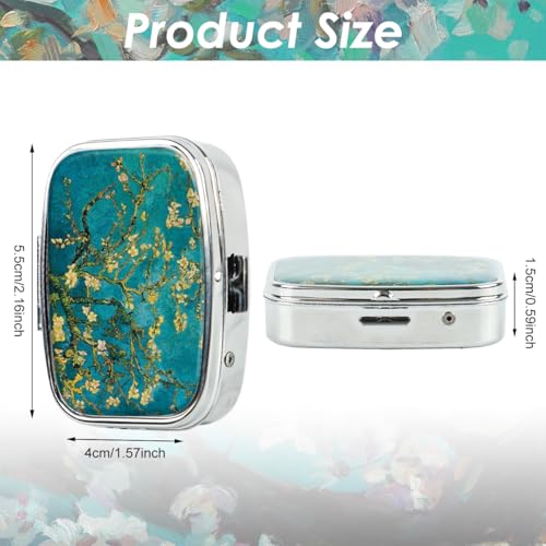 HANNEA® Pill Box 2 Compartment Medicine Pill Case, Portable Small Pills Container Decorative Metal Medicine Vitamin Organizer for Vitamin, Fish Oil and Supplements Holder, Green - Image 2