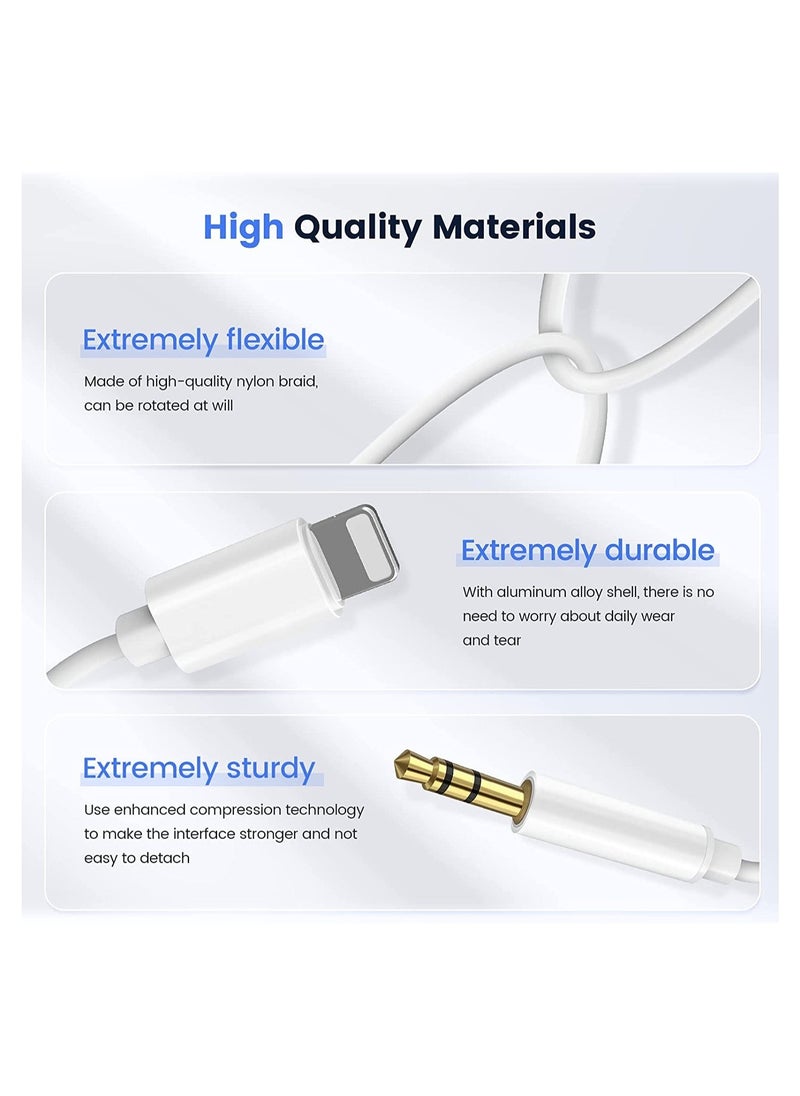 Raxoom [Apple MFi Certified] Aux Cord for iPhone, Lightning to 3.5mm Aux Stereo Audio Cable Adapter Compatible with iPhone 13/12/11/XS/XR/X/8/7/All iOS for Car Home Stereo, Speaker, Headphone-3.3ft (White)  - Image 2