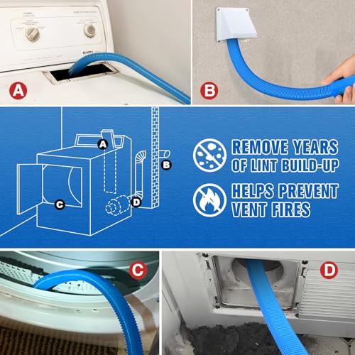Sealegend Dryer Vent Cleaner Kit Vacuum Hose Attachment Compatible with Most Vacuum Cleaner, Quickly Lint Remover Cleaning Supplies - Image 3