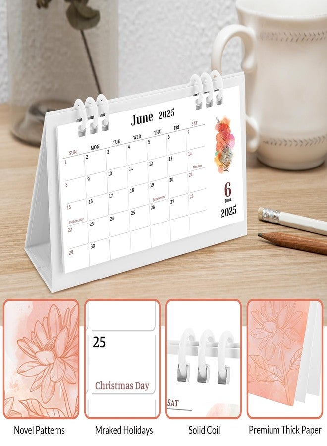 Zuozee Small Desk Calendar 2025-2026, Pink Monthly Desktop Calendar - Runs From January 2025 Until December 2026, 6.3" x 3.1", Mini Standing Flip 2025 Calendar for Home, School and Office Supplies - Image 2