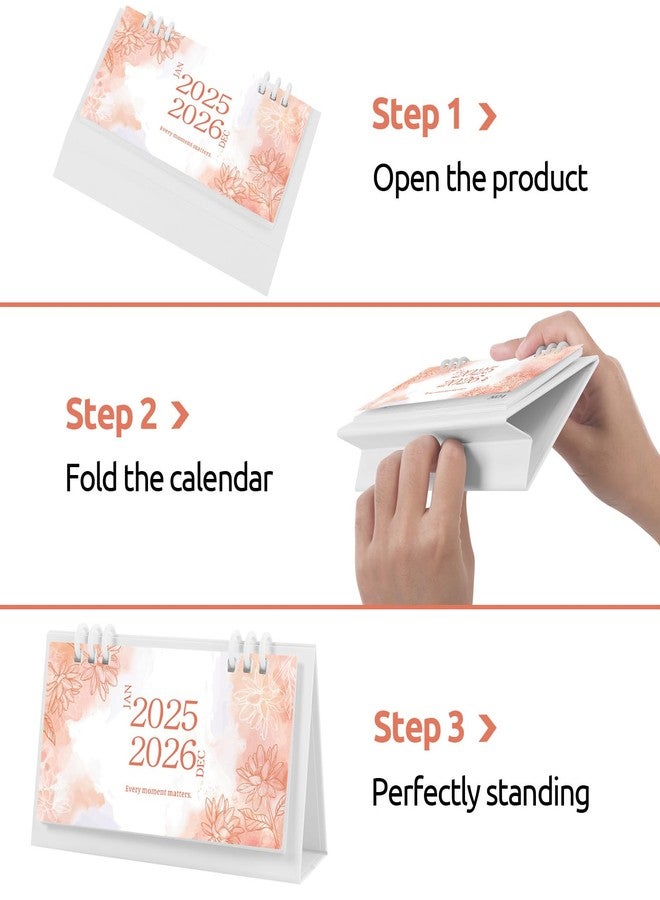 Zuozee Small Desk Calendar 2025-2026, Pink Monthly Desktop Calendar - Runs From January 2025 Until December 2026, 6.3" x 3.1", Mini Standing Flip 2025 Calendar for Home, School and Office Supplies - Image 3