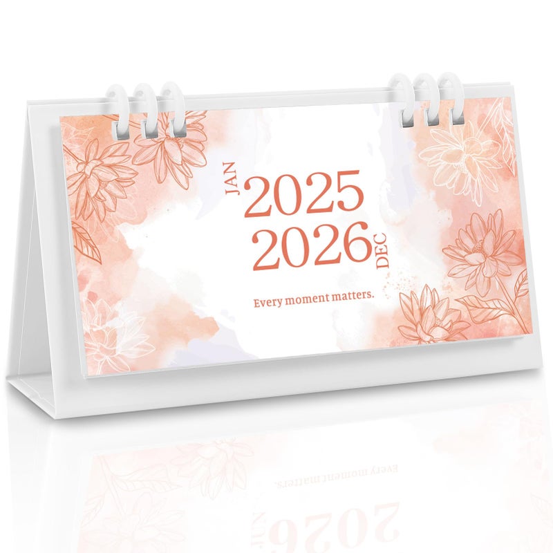 Zuozee Small Desk Calendar 2025-2026, Pink Monthly Desktop Calendar - Runs From January 2025 Until December 2026, 6.3" x 3.1", Mini Standing Flip 2025 Calendar for Home, School and Office Supplies - Image 1