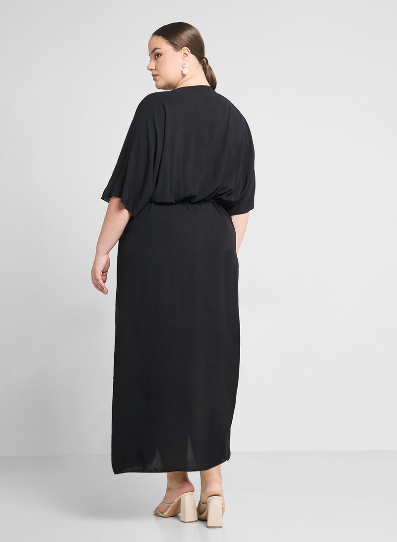Ginger Plus Black Kaftan Midi Dress - Image 2