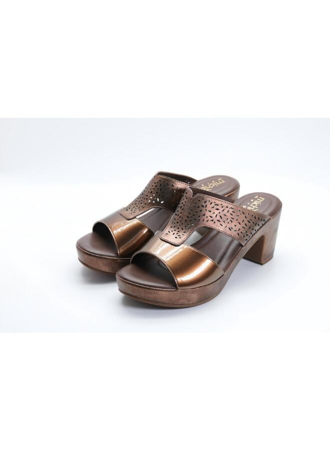 Michelle Morgan 092-3143 Michelle Morgan Stylish Heeled Slide Sandals 514RJ75E Bronze - Image 4