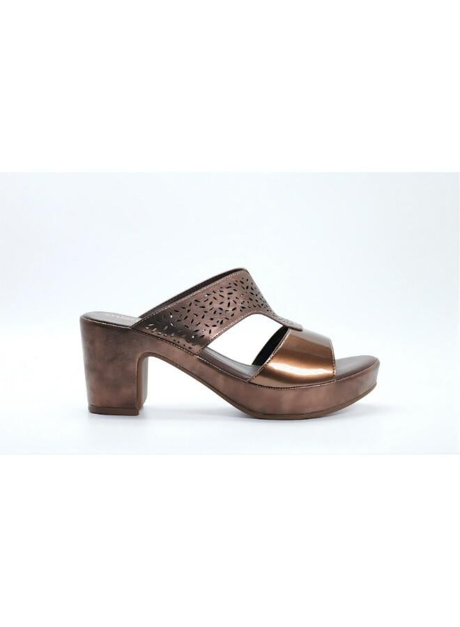 Michelle Morgan 092-3143 Michelle Morgan Stylish Heeled Slide Sandals 514RJ75E Bronze - Image 2
