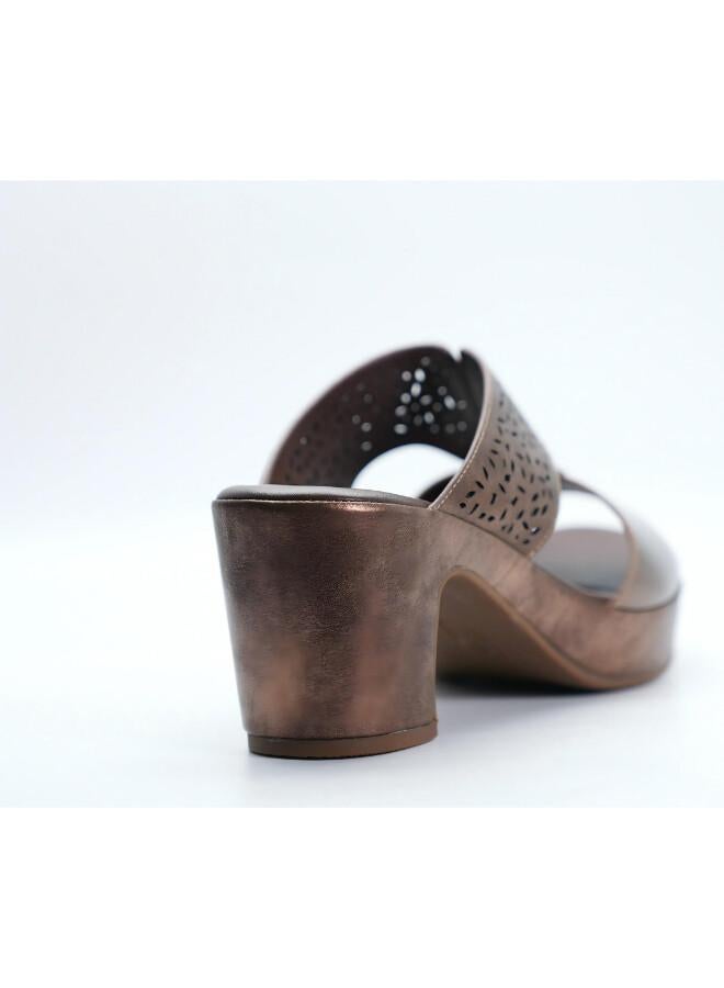 Michelle Morgan 092-3143 Michelle Morgan Stylish Heeled Slide Sandals 514RJ75E Bronze - Image 3