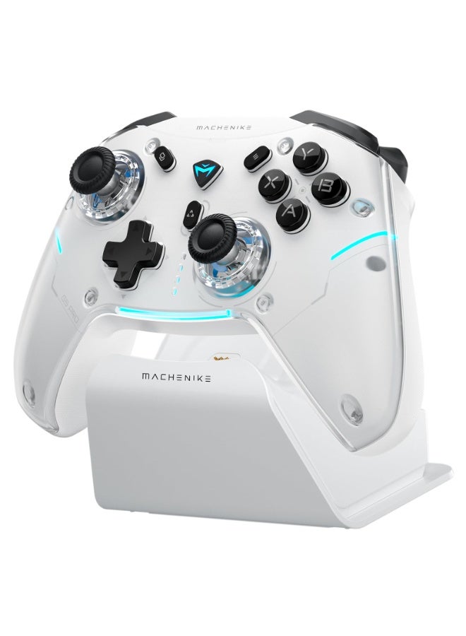 Machenike G5PRO Max SE 1000HZ Wireless Gaming Controller for NS/PC/iOS/Android with Charging Dock,PC Controller Hall Effect Joystick/Triggers/Gyroscope,RGB Backlight, White - Image 1