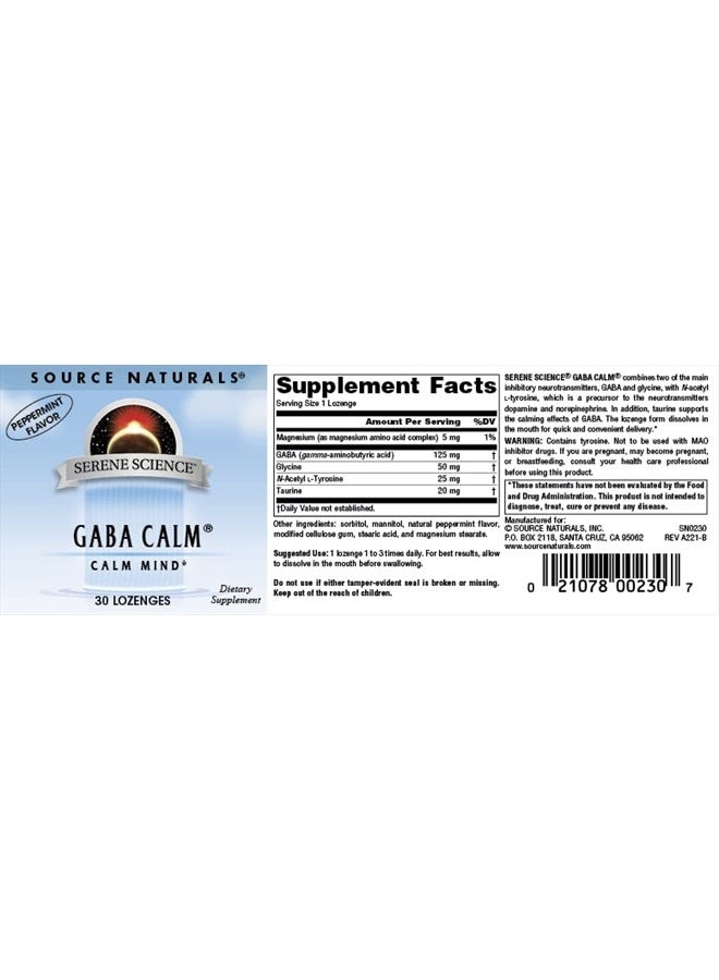 Source Naturals Serene Science, GABA Calm Quick Dissolving Peppermint Flavor - 30 Lozenges - Image 4