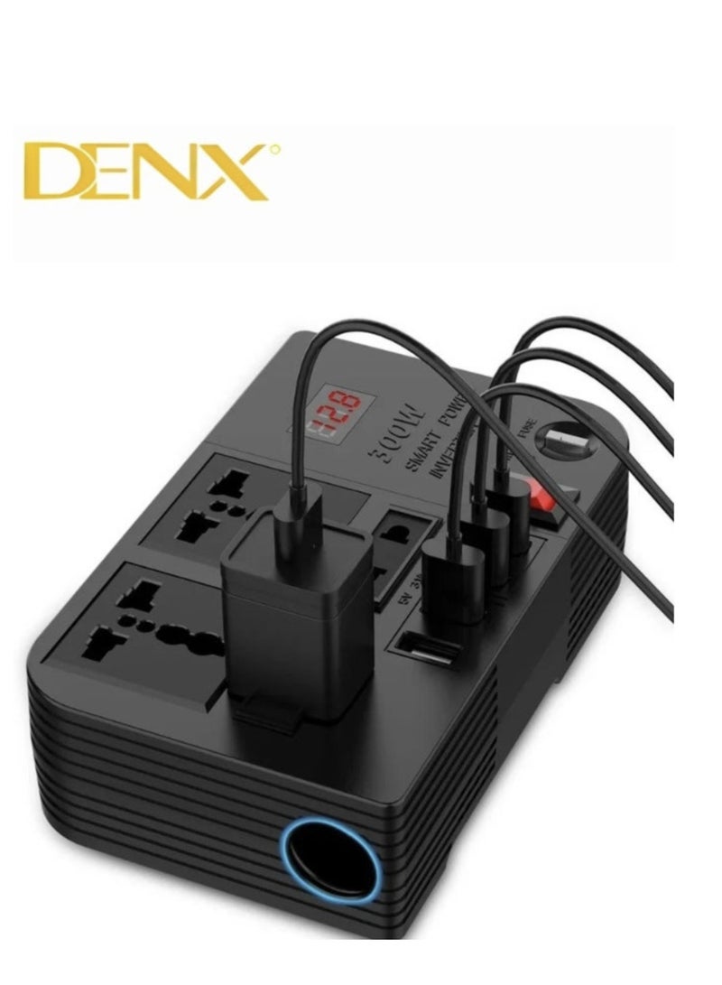 Denx Car Power Inverter, 12V to 220V High Frequency Modified Sine Wave Inverter 300W Multi-Port - Image 1