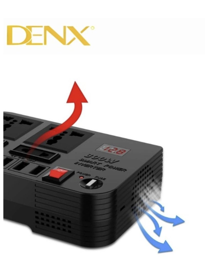 Denx Car Power Inverter, 12V to 220V High Frequency Modified Sine Wave Inverter 300W Multi-Port - Image 2