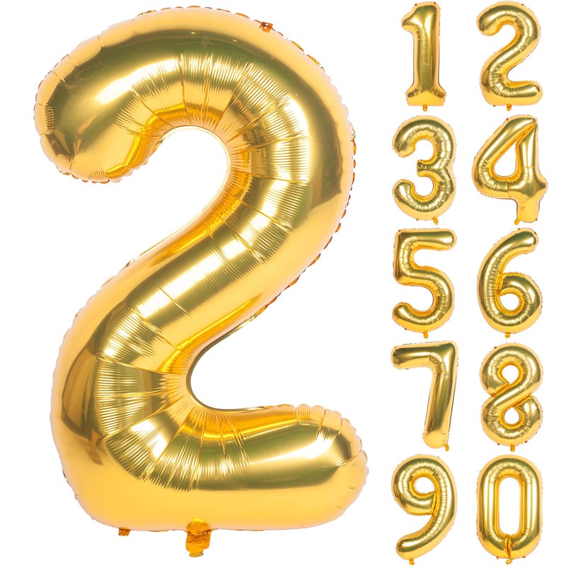 CHANGZHONG 40 Inch Large Gold Number Balloons 2 Aluminum Foil Mylar Big Number Balloons 0-9 Suitable for Gold Birthday Parties, Weddings and Anniversary Photography - Image 5