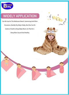 Berma Baby Hooded baby towel, toddler bathrobe, soft baby towel, newborn blanket, coral fleece shawl bath towel, swimming towel, soft and super absorbent towel for baby boys and girls, 80*80 cm  - Image 3