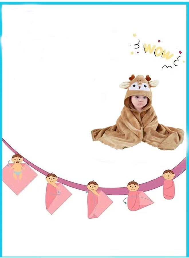 Berma Baby Hooded baby towel, toddler bathrobe, soft baby towel, newborn blanket, coral fleece shawl bath towel, swimming towel, soft and super absorbent towel for baby boys and girls, 80*80 cm  - Image 2