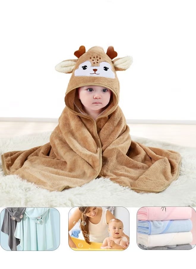 Berma Baby Hooded baby towel, toddler bathrobe, soft baby towel, newborn blanket, coral fleece shawl bath towel, swimming towel, soft and super absorbent towel for baby boys and girls, 80*80 cm  - Image 1