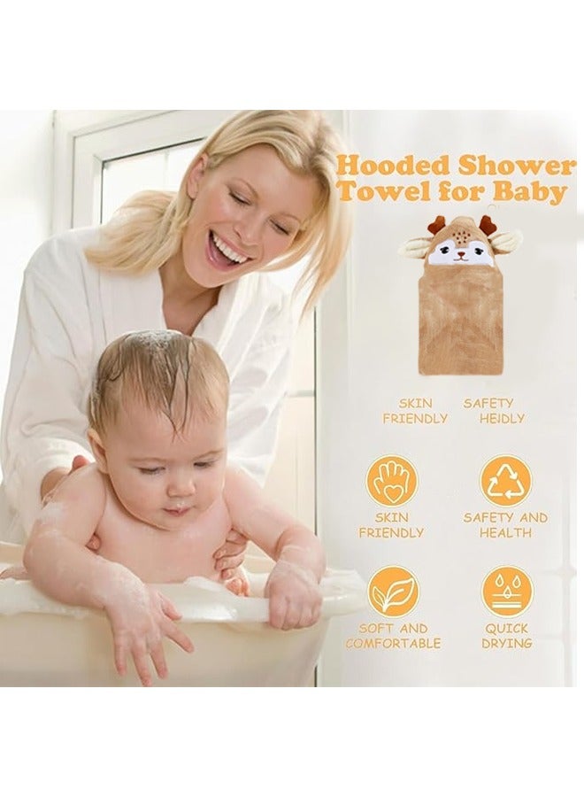 Berma Baby طقم بطانية أطفال ورداء حمام للأطفال الصغار، 80×80 سم، بطانية قماط من الصوف المرجاني الناعم لحديثي الولادة، منشفة بغطاء رأس فائقة الامتصاص للأطفال للاستحمام والسباحة، لون بني للجنسين - Image 3