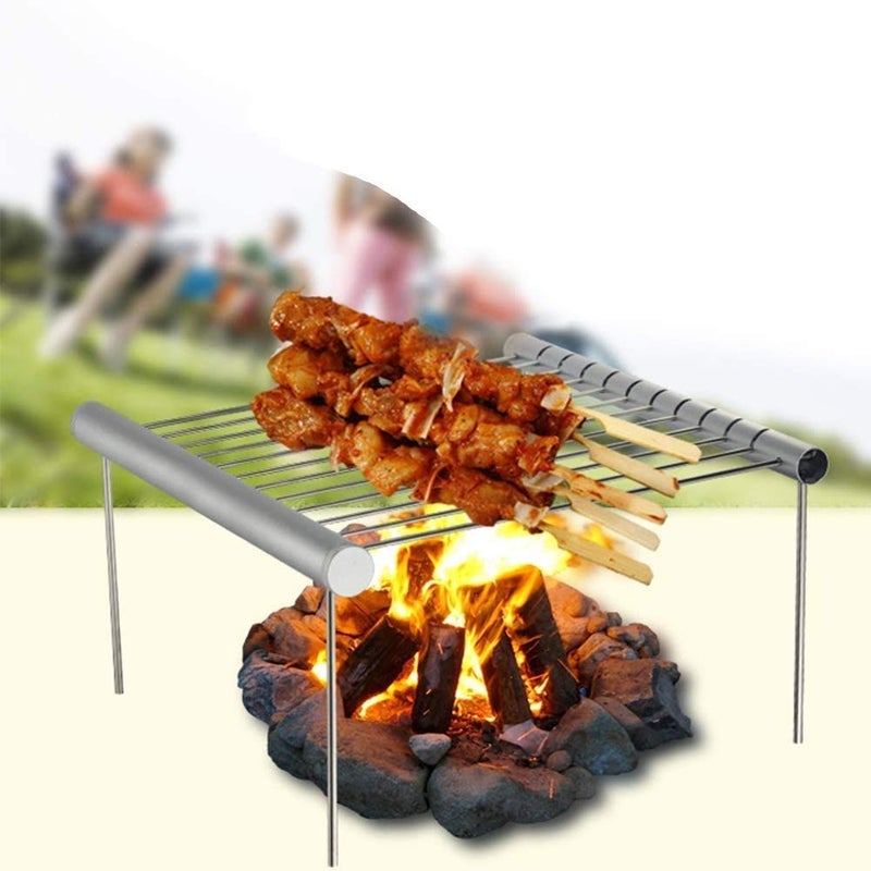 Juxori Juxori Portable Stainless Steel BBQ Grill Compact Folding BBQ Grill Mini Pocket Charcoal BBQ Grills Barbecue Accessories For Home Park Camping Backpacking STAINLESS STEEL  - Image 3
