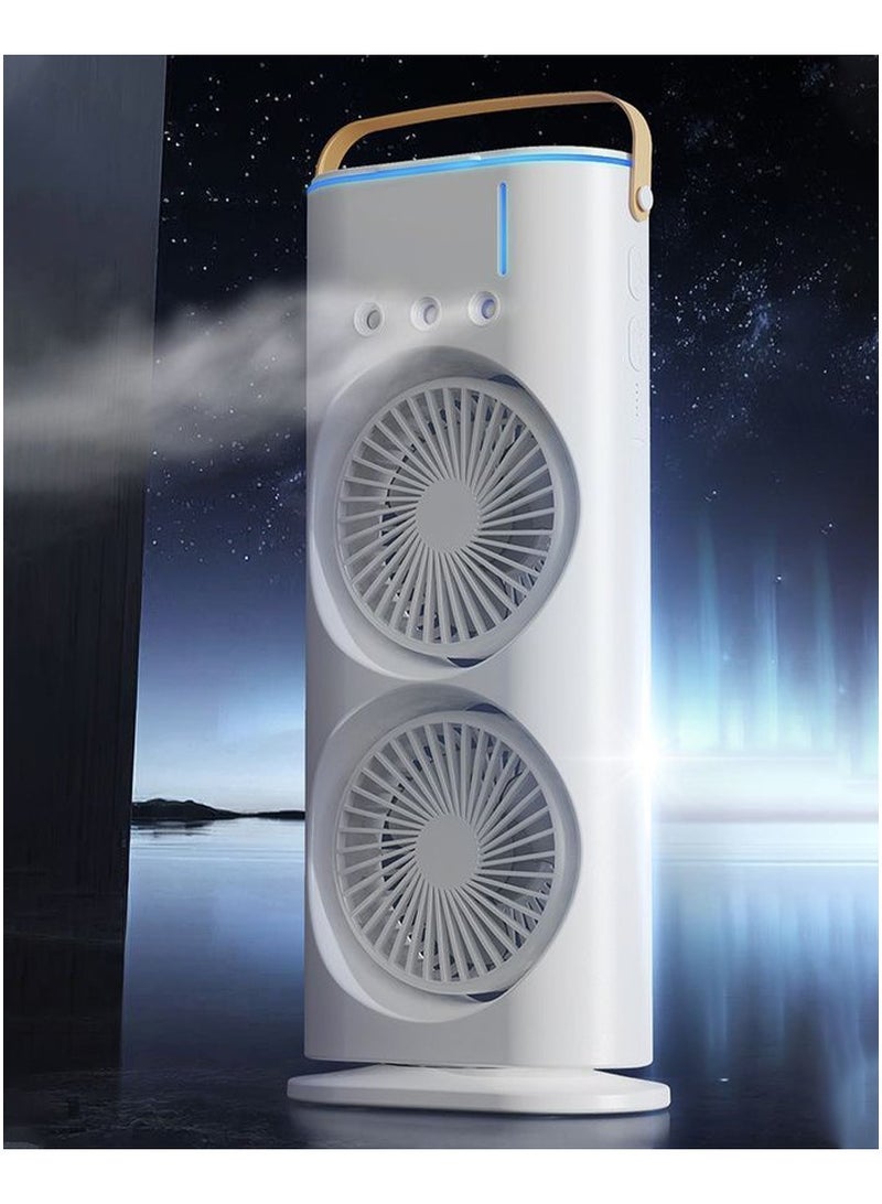 EXCLIFE Portable dual head mist fan with LED light and multiple speeds for office and home - Image 3