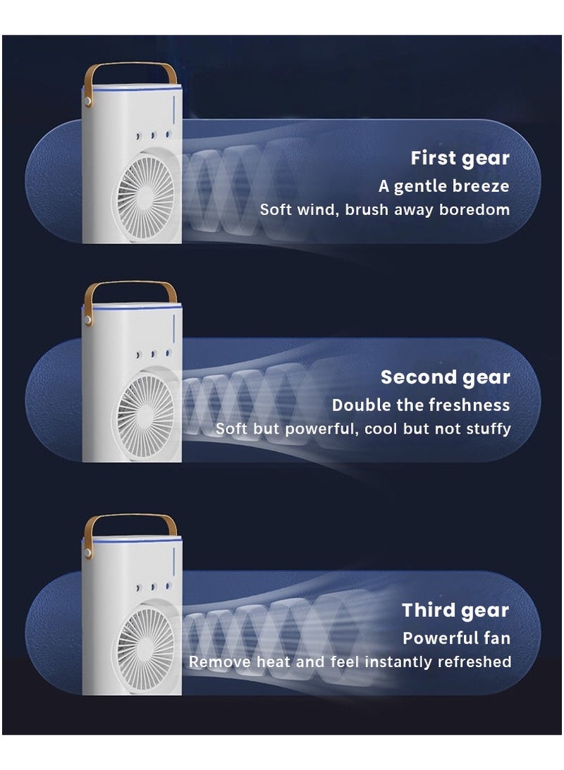 EXCLIFE Portable dual head mist fan with LED light and multiple speeds for office and home - Image 5