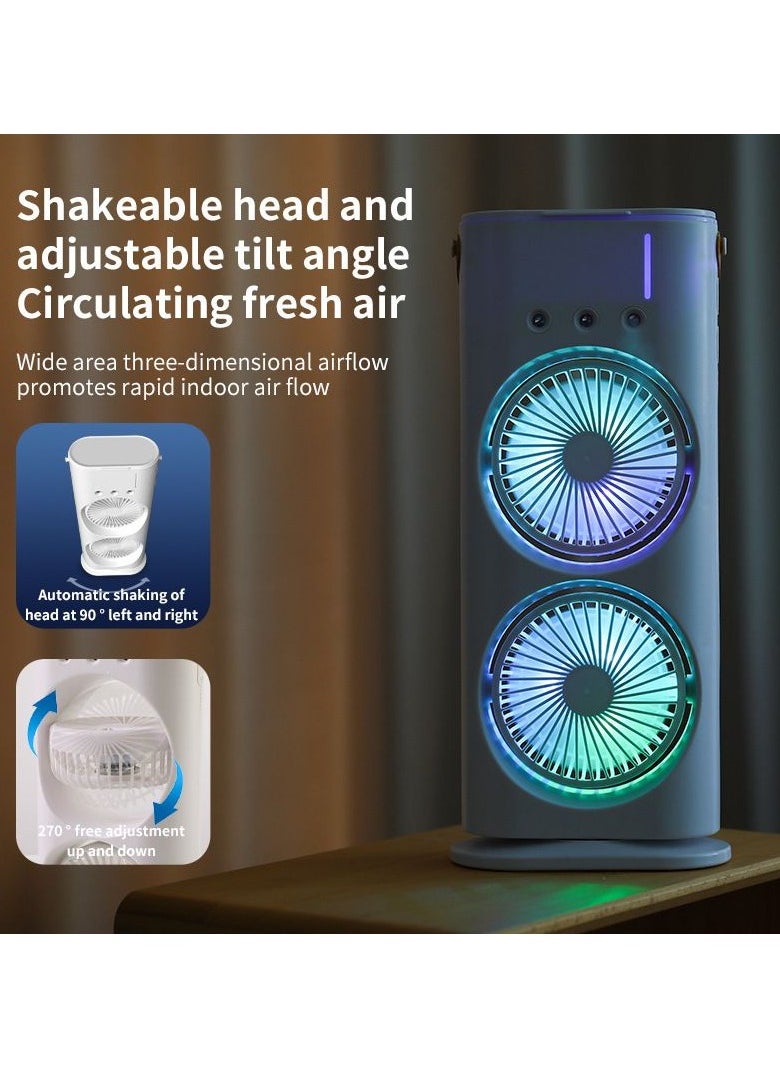 EXCLIFE - Three-speed colorful lights 5000 mA extreme spray air conditioning fan shaking head, charging, remote control - Image 1