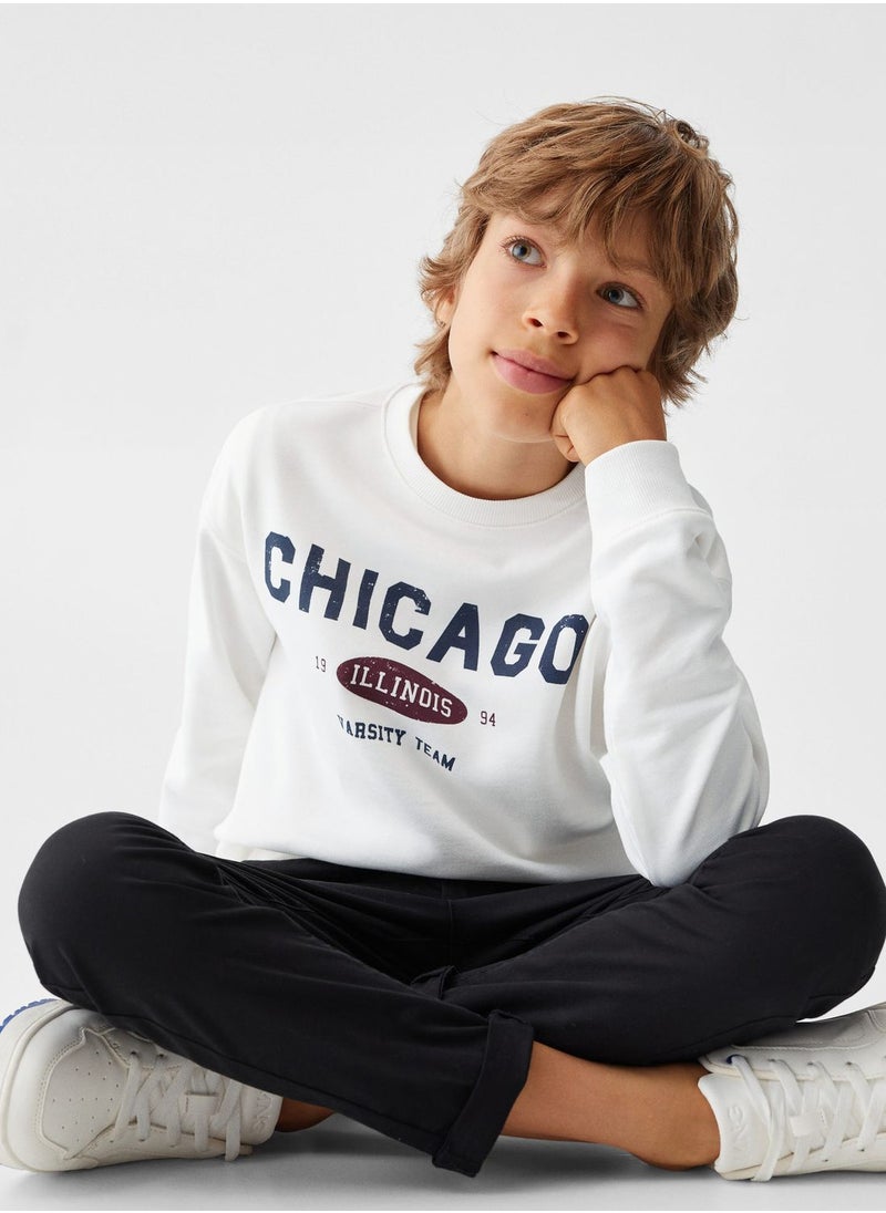 MANGO - Kids Chicago Print Sweatshirt - Image 1