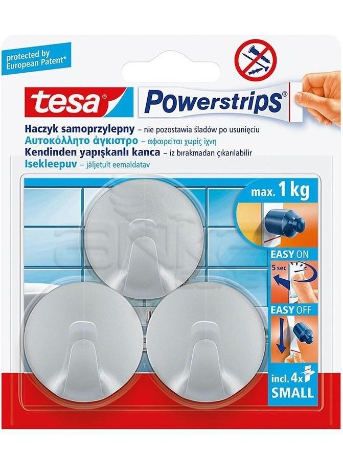 Tesa - 57578 Self-Adhesive Round Gray Hanger 3 Pack - Image 1