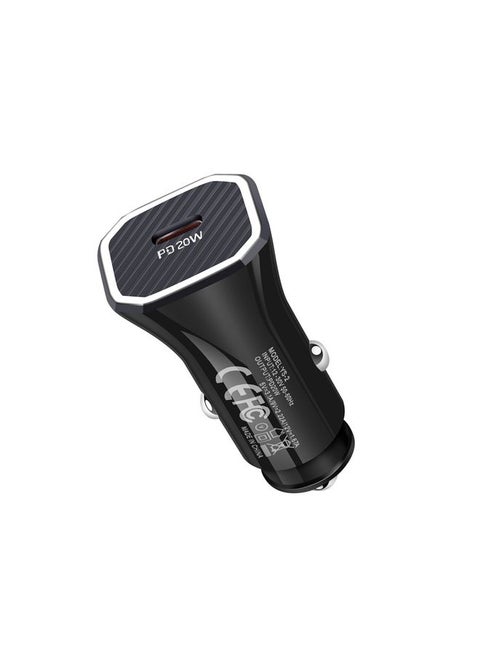 YS-2 PD 20W USB-C / Type-C Interface Car Fast Charger for iPhone Series / iPad Series(Black)