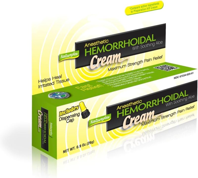 Natureplex Hemorrhoidal Cream 09 oz  Phenylephrine 025  Pramoxine 1 Anesthetic Blend to Help Relieve Itching Burning  Soreness  Made in USA