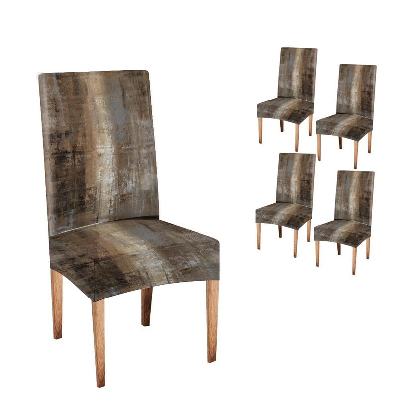 CAPSCEOLL Brown and Grey Chair Covers Dining Chair Slipcover Set of 4 Stretch Parsons Chair Slipcovers Universal Removable Washable Chair Seat Covers Protector for Dining Room Kitchen Hoteland Party