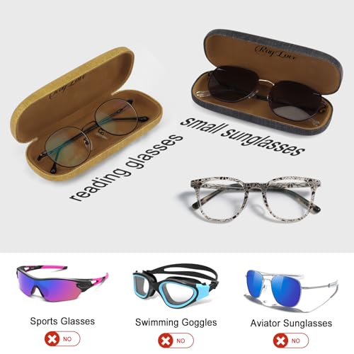 RayLove Hard Shell Glasses Case, PU leather Eyeglass Case Comes with a Pouch & Cleaning Cloth - Image 3