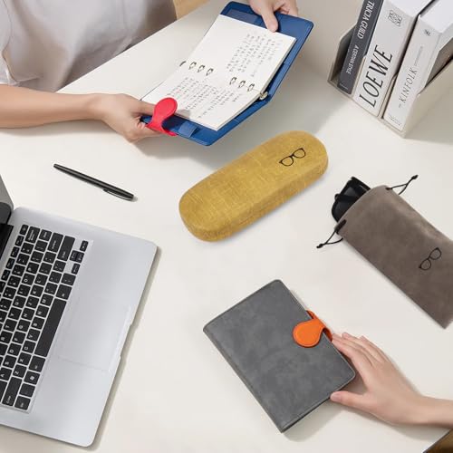 RayLove Hard Shell Glasses Case, PU leather Eyeglass Case Comes with a Pouch & Cleaning Cloth - Image 5