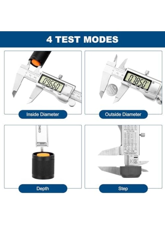 Digital Caliper Measuring Tool, 6 Inch Stainless Steel Vernier Caliper Digital Micrometer with Large LCD Screen, Auto-Off Feature, Easy Switch from Inch to Millimeter - Image 5