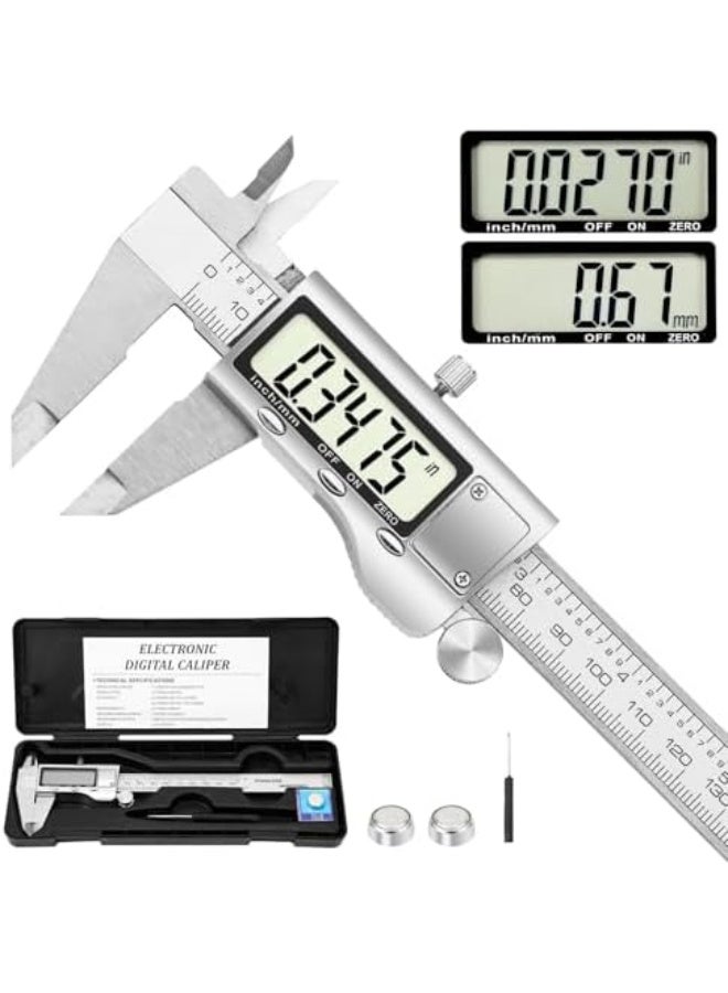 Digital Caliper Measuring Tool, 6 Inch Stainless Steel Vernier Caliper Digital Micrometer with Large LCD Screen, Auto-Off Feature, Easy Switch from Inch to Millimeter - Image 1