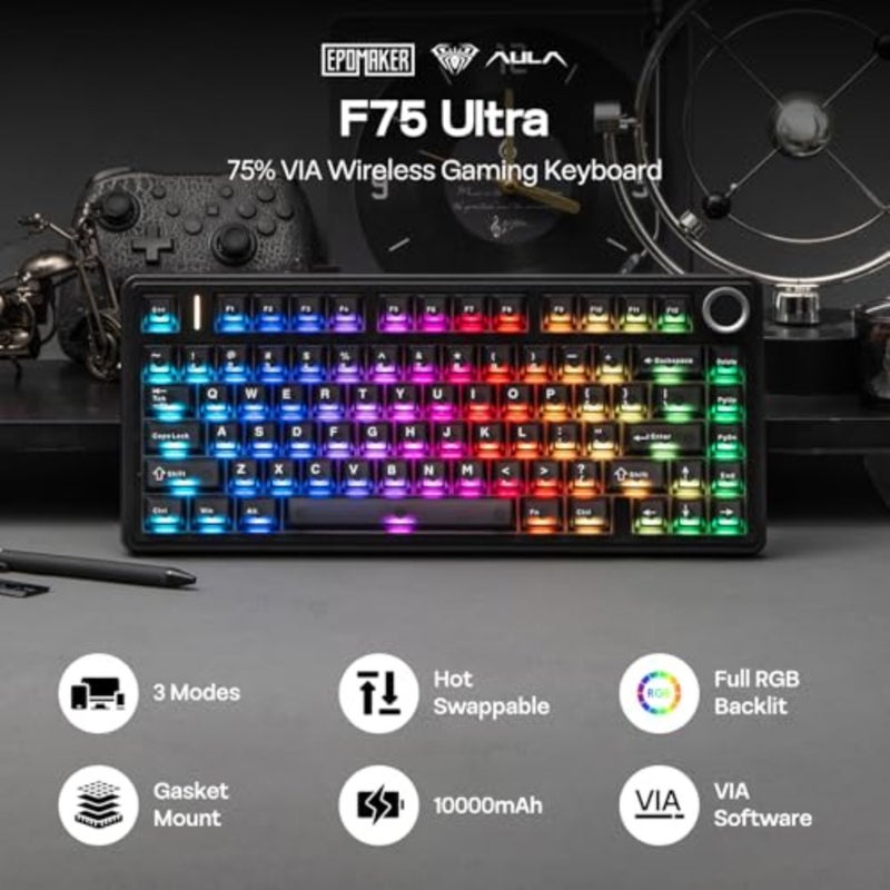 x AULA F75 Ultra Wireless Gaming Keyboard with Knob - Image 2