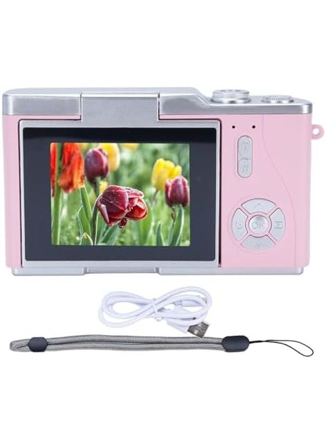 Digital Zoom Camera 48MP 1080P Vlogging with Flip Screen Autofocus LED Fill Light Pink - Image 1