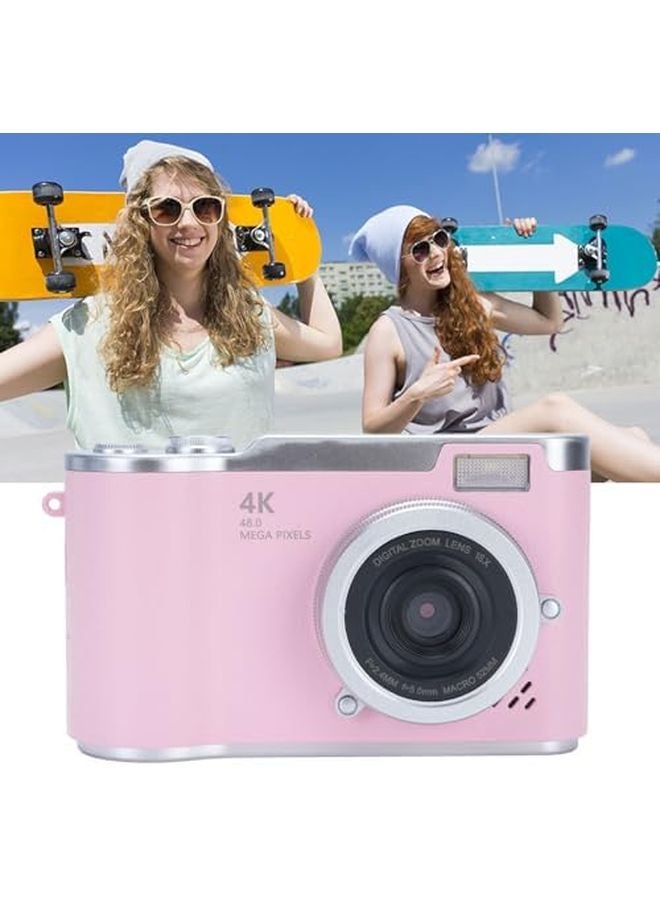 Digital Zoom Camera 48MP 1080P Vlogging with Flip Screen Autofocus LED Fill Light Pink - Image 3
