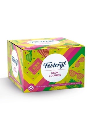 Neon Acrylic Colour Kit, 4 Shades, 15ml each | Vibrant And Colourful | DIY And Multi Surface Paints | Ideal For Beginners And Artists