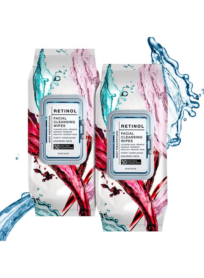 Body Prescriptions Body Prescription Makeup Cleansing Wipes - Gentle and Effective Face Wipes, 50 Count (Pack of 2), Retinol - Image 1