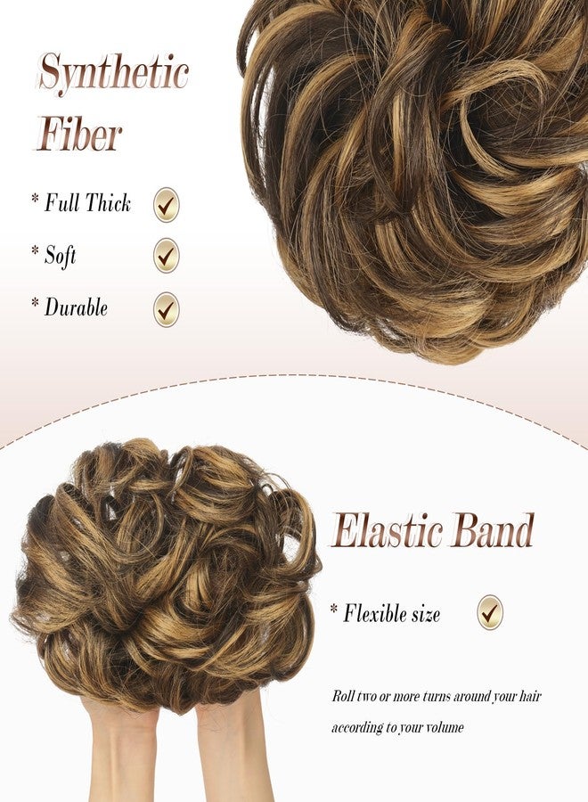 VIVIAN Messy Bun | Hair Piece Wavy Curly Scrunchies Synthetic Ponytail Hair Extensions (Pack of 1) Highlighted Messy Bun for Women & Girls - Image 3