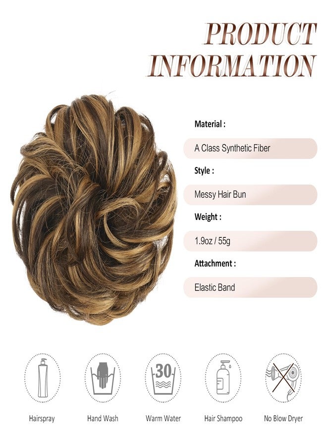 VIVIAN Messy Bun | Hair Piece Wavy Curly Scrunchies Synthetic Ponytail Hair Extensions (Pack of 1) Highlighted Messy Bun for Women & Girls - Image 4