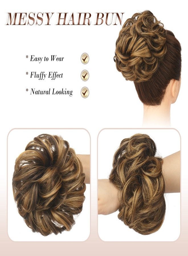 VIVIAN Messy Bun | Hair Piece Wavy Curly Scrunchies Synthetic Ponytail Hair Extensions (Pack of 1) Highlighted Messy Bun for Women & Girls - Image 2