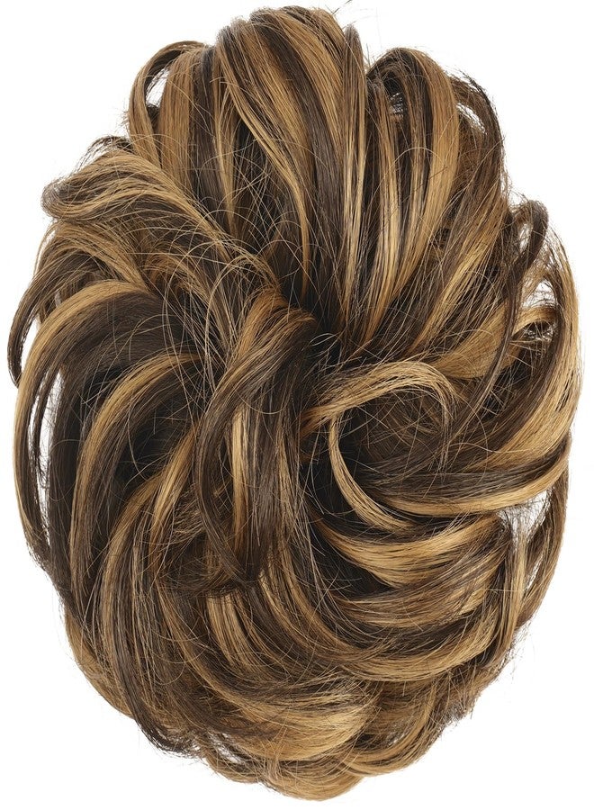 VIVIAN Messy Bun | Hair Piece Wavy Curly Scrunchies Synthetic Ponytail Hair Extensions (Pack of 1) Highlighted Messy Bun for Women & Girls - Image 1