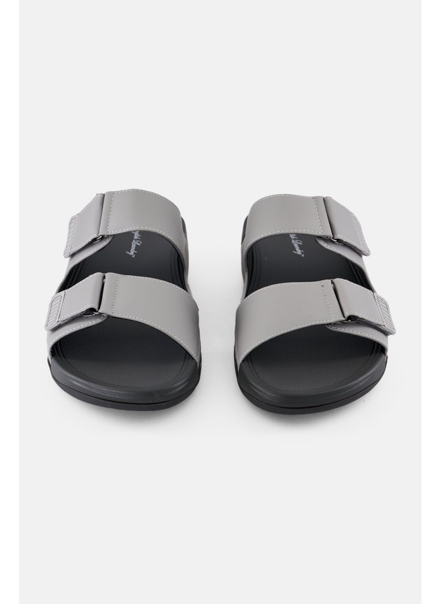 English Laundry Men 2 Strap Slip On Arabic Sandals, Grey  - Image 2