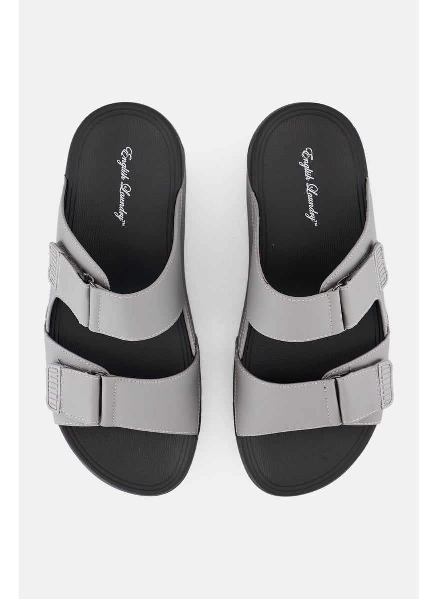 English Laundry Men 2 Strap Slip On Arabic Sandals, Grey  - Image 3