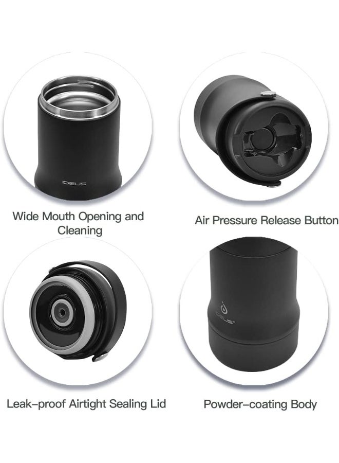 IDEUS 20oz Double Wall Stainless Steel Insulated Food Jar with Foldable Spoon, Kids & Adults Thermos for Hot Food, Keep Hot and Fresh (Black) - Image 5